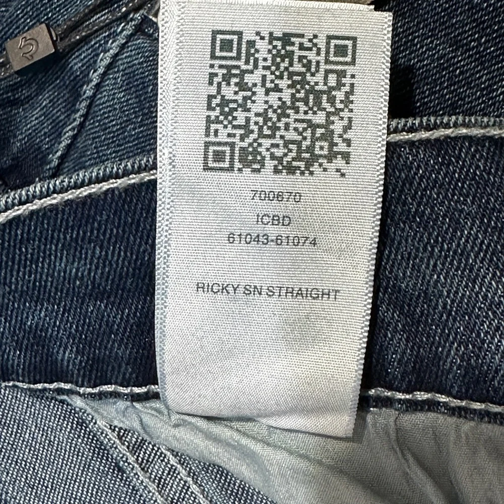 True Religion Ricky Straight Jeans Mens 36x34 Dark Wash Flap Pocket NWT